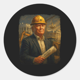 President Trump Building White House Llroom _1 Classic Round Sticker