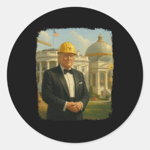 President Trump Building White House Llroom _4 Classic Round Sticker