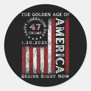 President Trump Declares Liberation Day Happy Classic Round Sticker