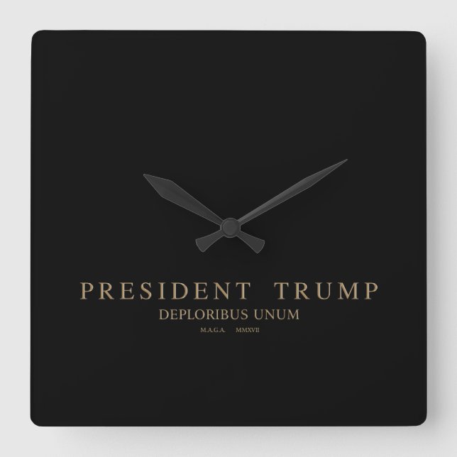 President Trump. Deploribus Unum. Square Wall Clock (Front)