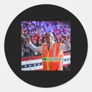 President Trump Garbyge Truck Worker Vest Mega 202 Classic Round Sticker