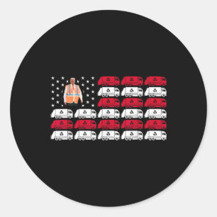 President Trump Garbyge Truck Worker Vest Usa Flag Classic Round Sticker