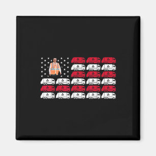 President Trump Garbyge Truck Worker Vest Usa Flag Magnet