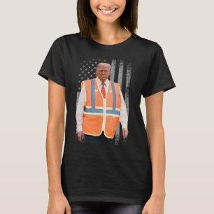 President Trump Garbyge Truck Worker Vest Usa Flag T-Shirt