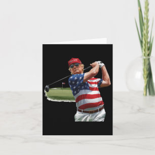 President Trump Golf Usa Flag Funny Golfer Trump 2 Card
