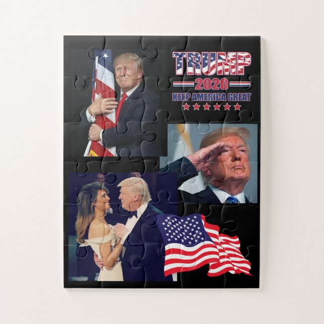 President Trump Hugging the American Flag Jigsaw Puzzle (Vertical)