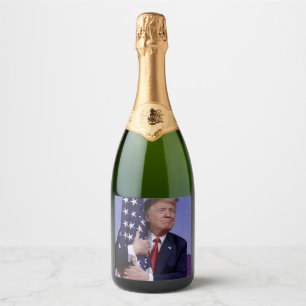 President Trump Hugging the Flag Sparkling Wine Label