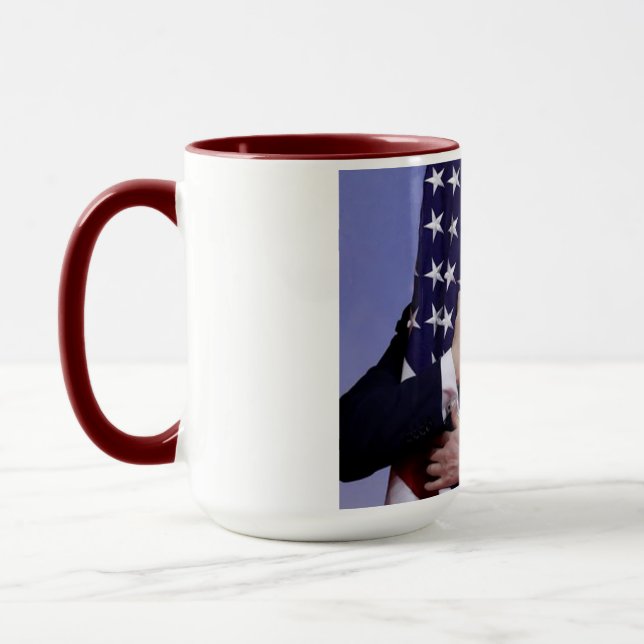 President Trump Hugs the American Flag Mug (Left)