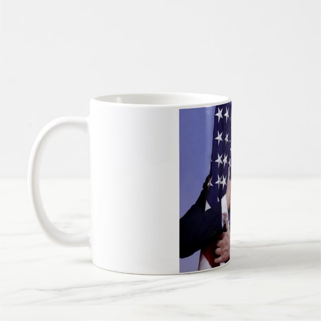 President Trump Hugs the US Flag Coffee Mug (Left)