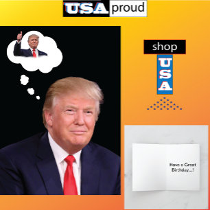 President Trump in Cloud Thinking Birthday Card