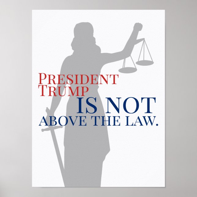 President Trump is Not Above the Law Lady Justice Poster (Front)