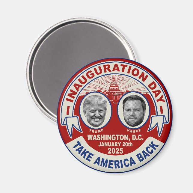 President Trump JD Vance Inauguration Day Souvenir Magnet (Front/Back)
