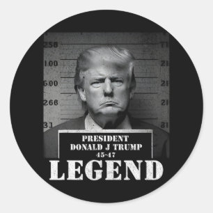 President Trump Legend Mugshot  Classic Round Sticker
