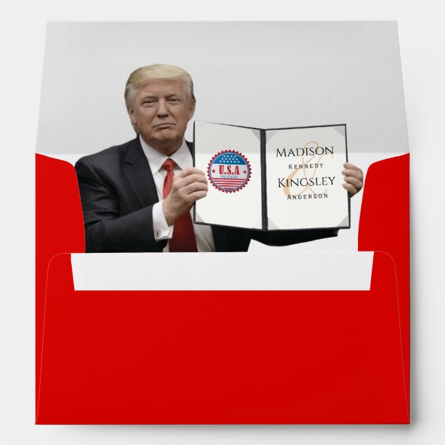 President Trump 🇺🇸✨ Patriotic Wedding Custom Envelope (Back (Bottom))