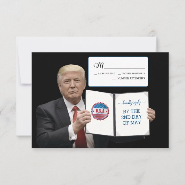 President Trump 📜 Patriotic Wedding Custom RSVP Card (Front)