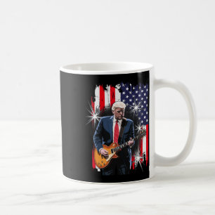 President Trump Playing Guitar With Us Flag Ckgrou Coffee Mug
