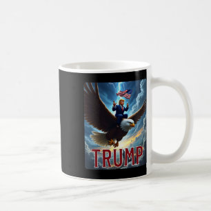 President Trump Riding An Eagle. Patriotic Politic Coffee Mug