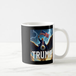 President Trump Riding An Eagle. Patriotic Politic Coffee Mug