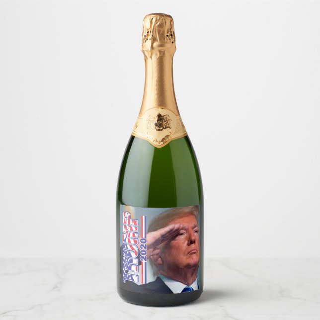 President Trump Salutes Sparkling Wine Label (Front)