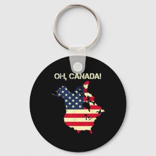 President Trump Saying Oh Canada Map American Flag Key Ring