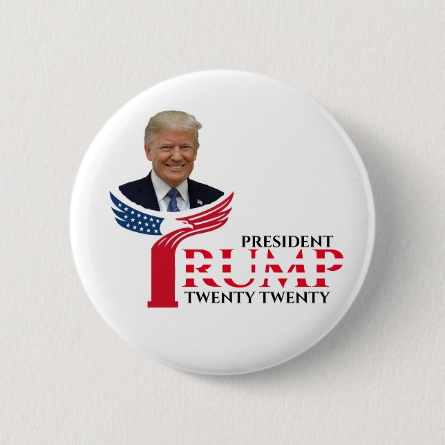 PRESIDENT TRUMP TWENTY TWENTY 6 CM ROUND BADGE (Front)