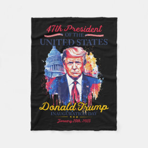 President Trump Usa Inauguration Day 2025 Memorabi Fleece Blanket