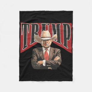 President Trump Western Cowboy Fleece Blanket