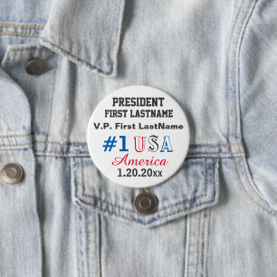 President Vice President Name Inauguration 7.5 Cm Round Badge