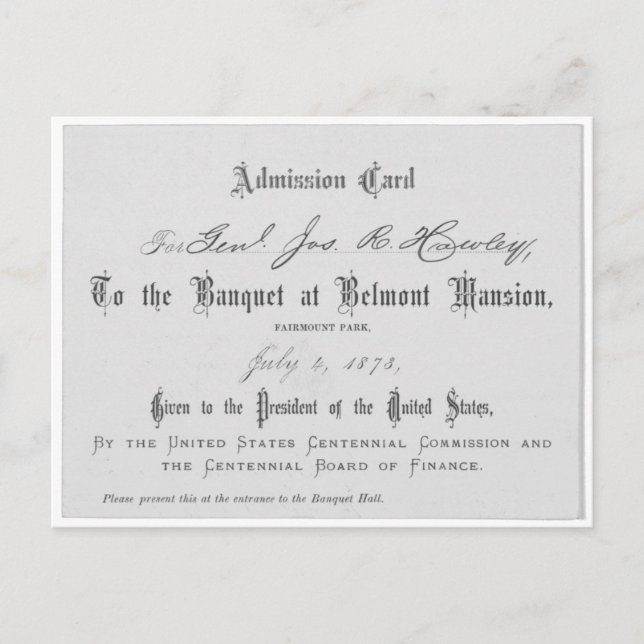 Presidential Banquest Admission Card (Front)