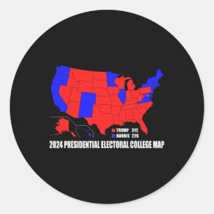 Presidential Electoral College Usa Map Trump Harri Classic Round Sticker