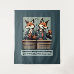 Presidential Fox – Funny Political Satire Animal  Tapestry