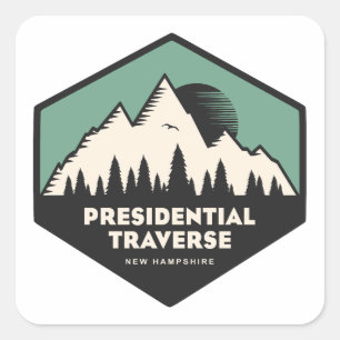 Presidential Traverse New Hampshire Turquoise Square Sticker