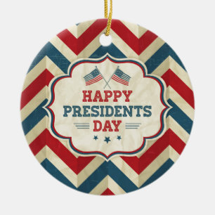 presidents day chevron ceramic ornament