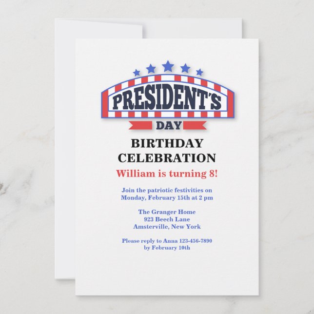 President's Day Party Invitations (Front)