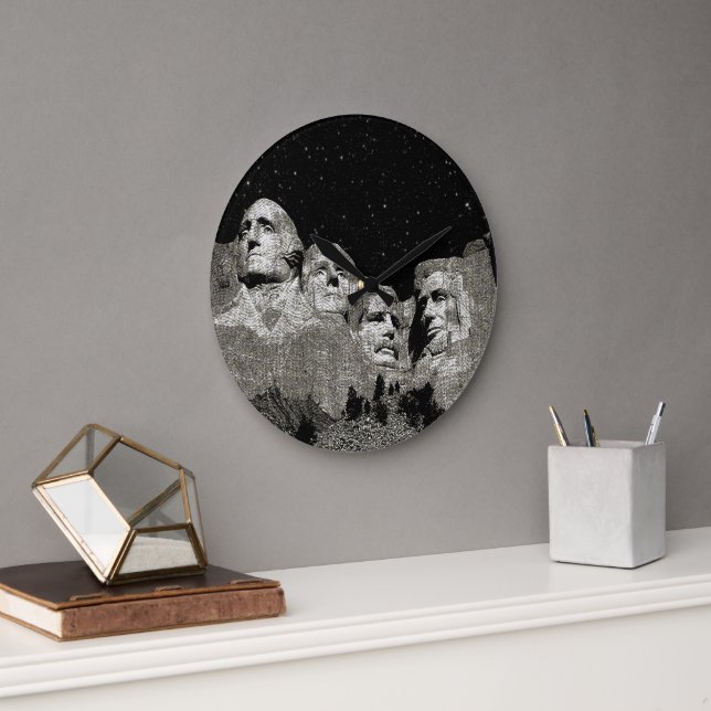 Presidents Mount Rushmore Graphic Art, Wall Clock (Office)