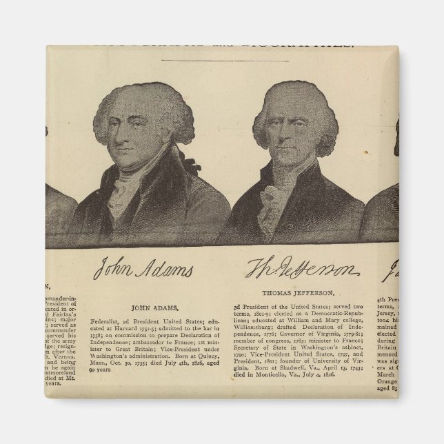 Presidents US, autographs, biographies 2 Magnet (Front)