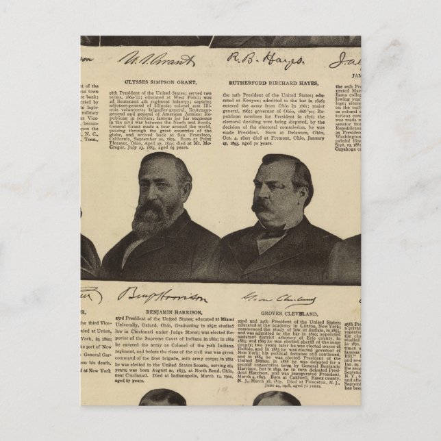 Presidents US, autographs, biographies Postcard (Front)