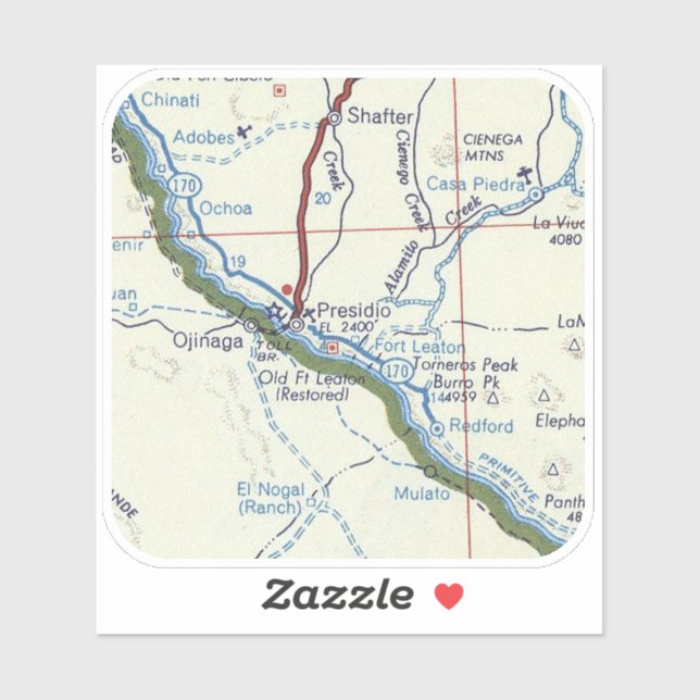 Presidio TX Vintage Map (Sheet)