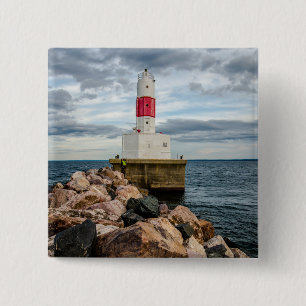 Presque Isle Harbour Breakwater Lighthouse 15 Cm Square Badge
