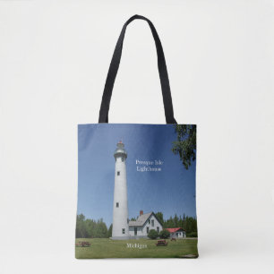 Presque Isle Lighthouse all over tote bag