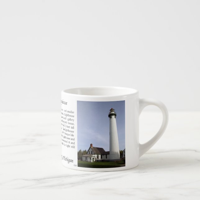 Presque Isle Lighthouse history espresso mug (Right)