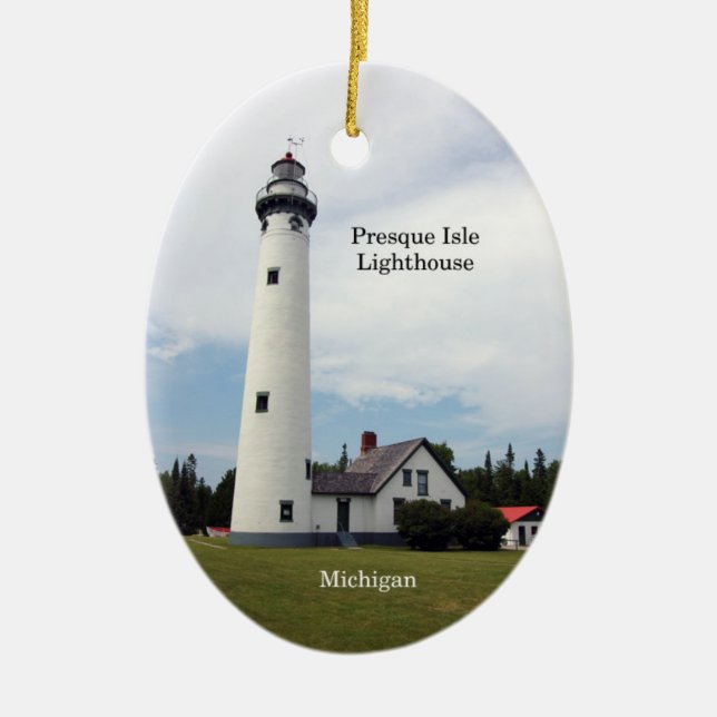 Presque Isle Lighthouse oval ornament (Front)