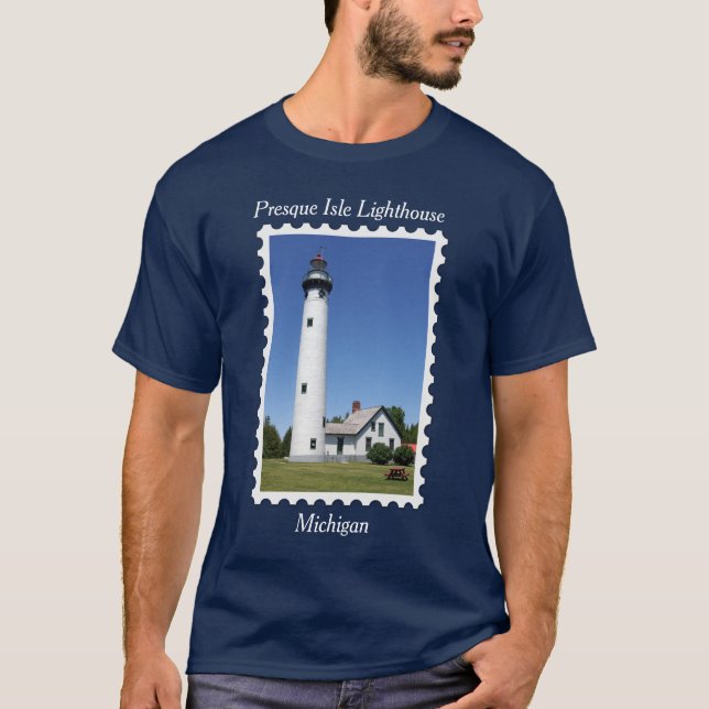 Presque Isle Lighthouse stamp shirt (Front)