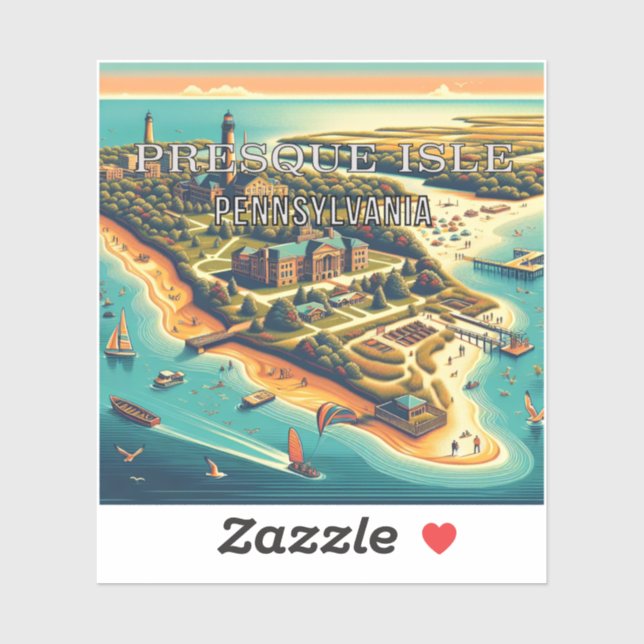 Presque Isle Pennsylvania 3 Inch Vinyl Sticker (Sheet)