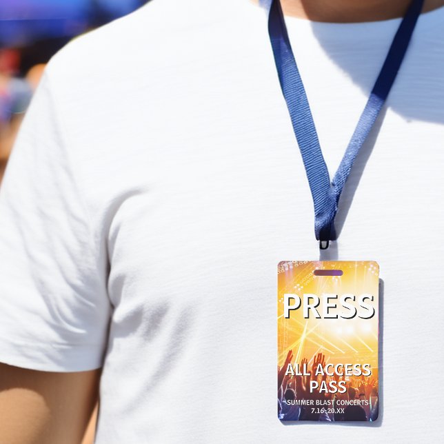 PRESS All Access Pass Concert Event ID Badge (PRESS All Access Pass Concert Event Badge)