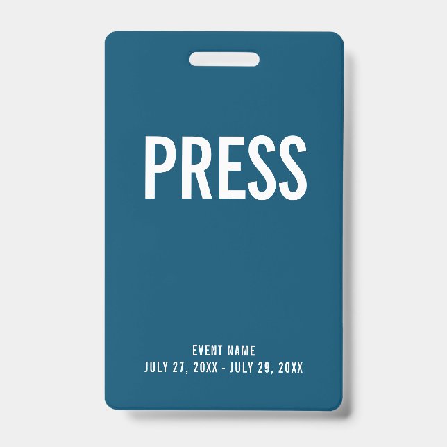Press All Access Pass Event Blue ID Badge (Front)