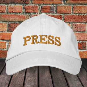 PRESS embroidered baseball cap gold / white hat