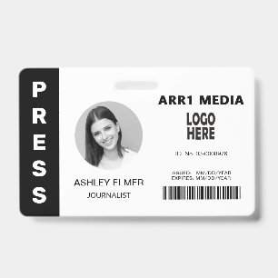 Press employee ID black photo template Badge