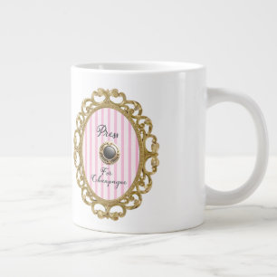 Press For Champagne Pink Gold Baroque Luxury Frame Large Coffee Mug