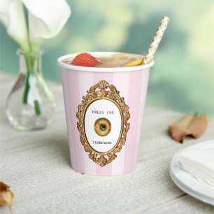 Press for Champagne    Pink Stripes Paper Cups